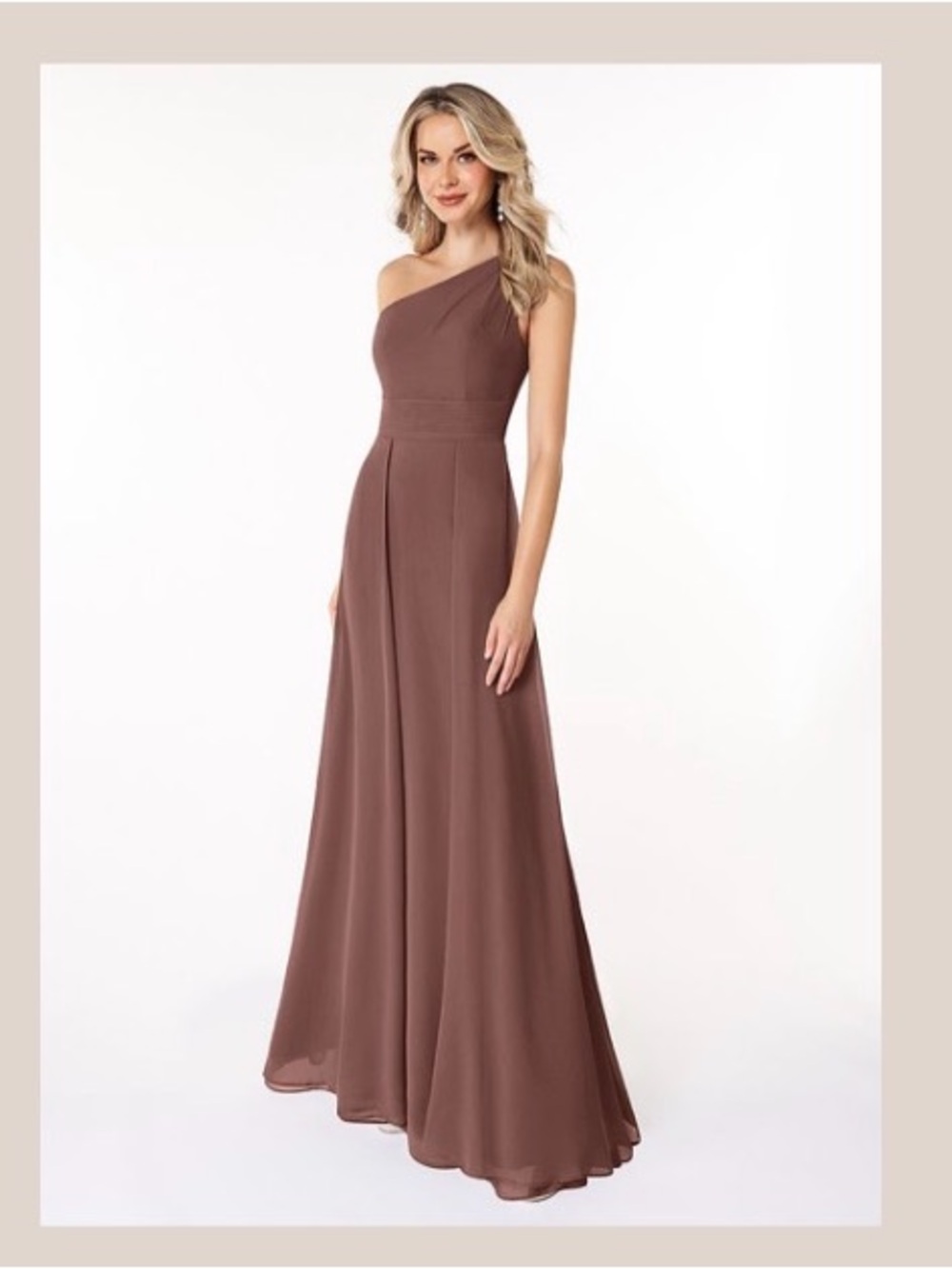 Azazie One-Shoulder Espresso Maxi Dress